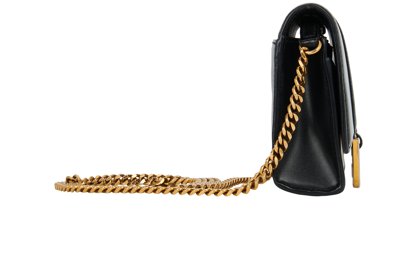 Hourglass Wallet on Chain, &pound;550, Handbags, Black, Leather, Side view